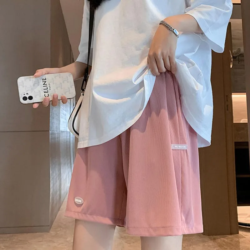Summer Casual Maternity Short Pants Wide Leg Loose Straight Elastic Waist Belly Short Pants for Pregnant Women Pregnancy