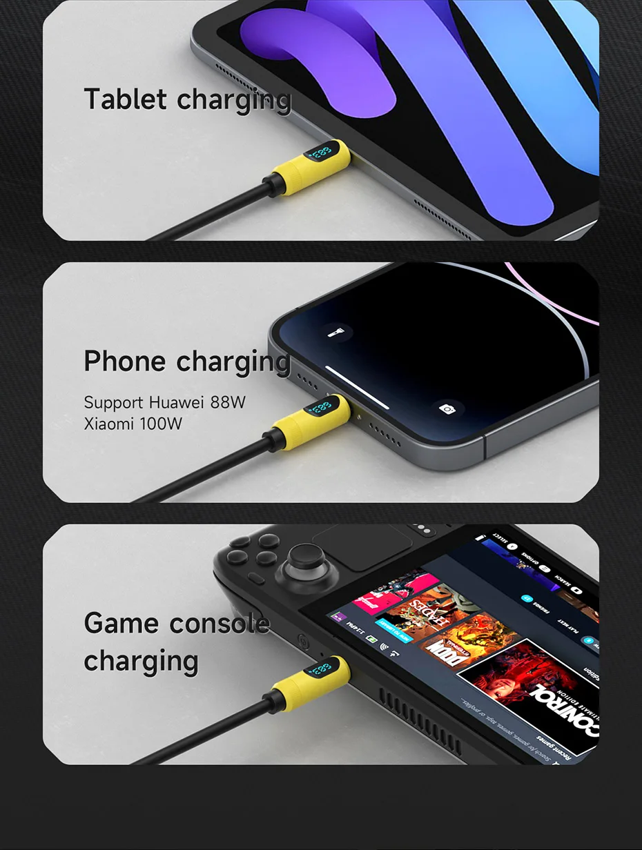 Hagibis USB C to USB C Cable with LED Display Type C Fast Charger Cable PD 240W Charging Cord for iPhone 16 17 Pro Macbook Pixel