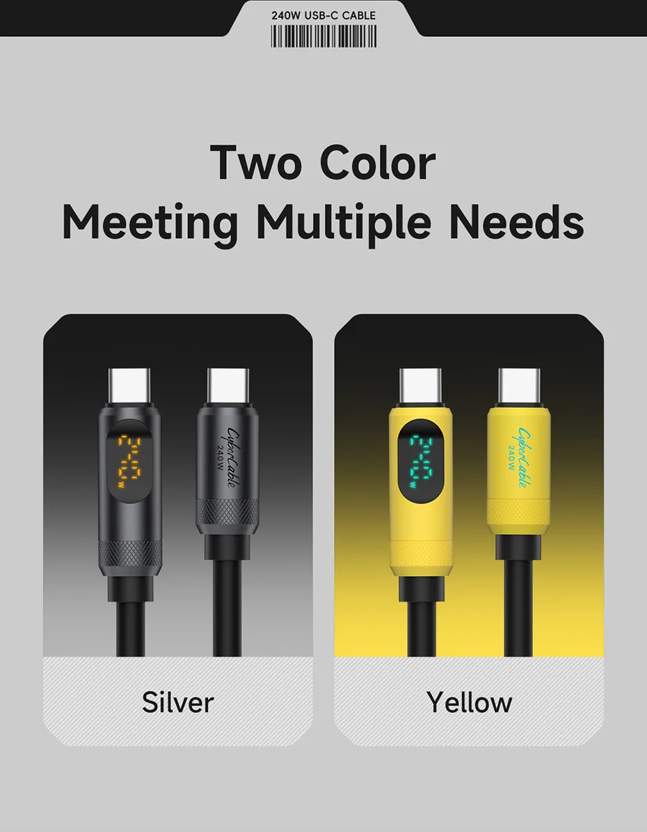 Hagibis USB C to USB C Cable with LED Display Type C Fast Charger Cable PD 240W Charging Cord for iPhone 16 17 Pro Macbook Pixel