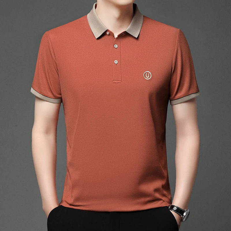 2026 Men's New Embroidered Cotton Business Leisure Short Sleeved POLO Shirt Fashion Short Sleeved Comfortable and Breathable Top