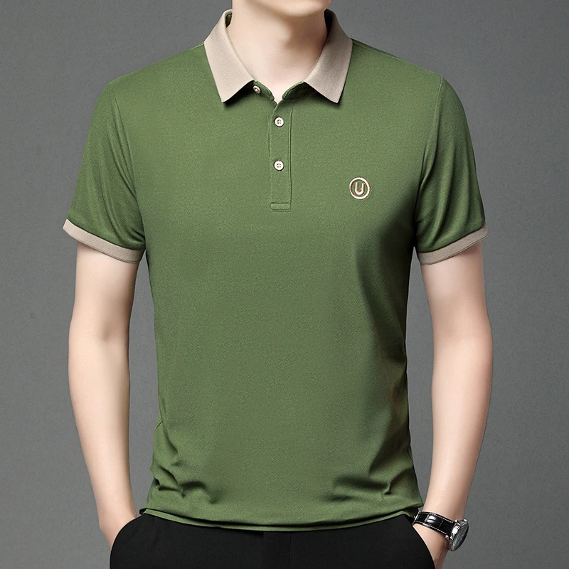 2026 Men's New Embroidered Cotton Business Leisure Short Sleeved POLO Shirt Fashion Short Sleeved Comfortable and Breathable Top