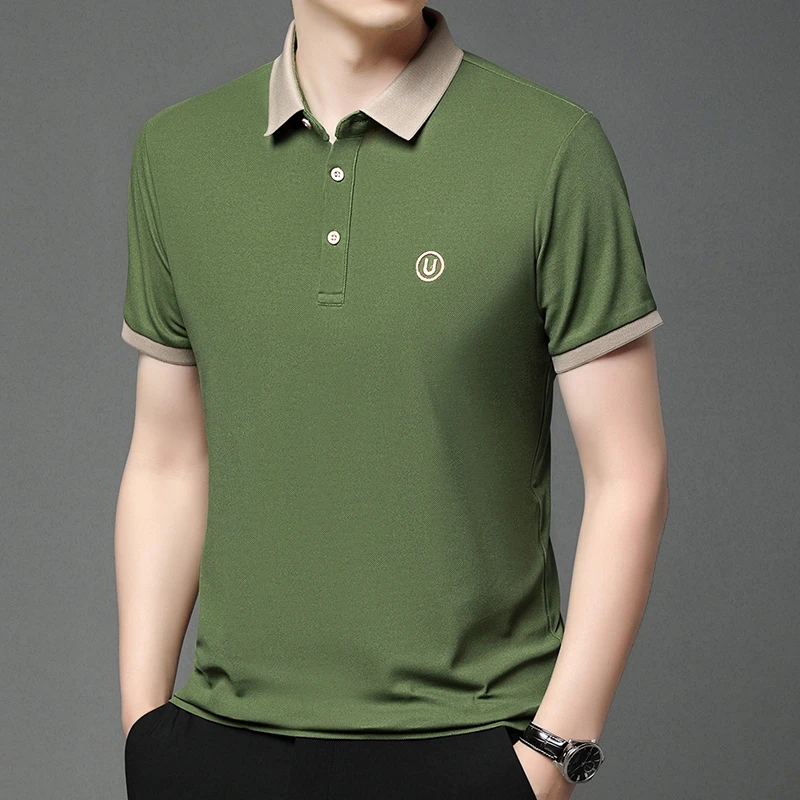2026 Men's New Embroidered Cotton Business Leisure Short Sleeved POLO Shirt Fashion Short Sleeved Comfortable and Breathable Top