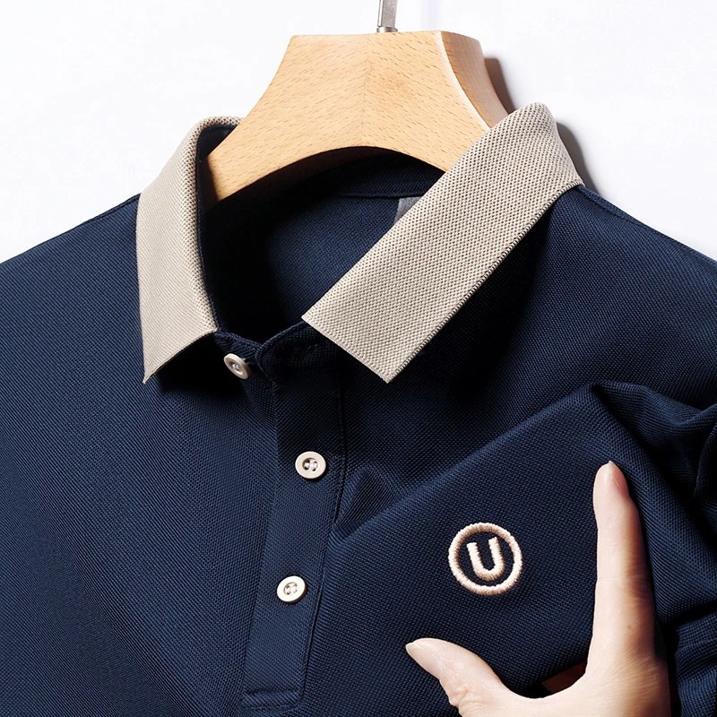 2026 Men's New Embroidered Cotton Business Leisure Short Sleeved POLO Shirt Fashion Short Sleeved Comfortable and Breathable Top