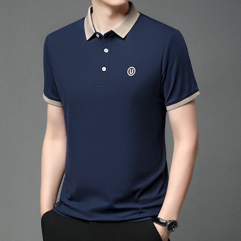 2026 Men's New Embroidered Cotton Business Leisure Short Sleeved POLO Shirt Fashion Short Sleeved Comfortable and Breathable Top