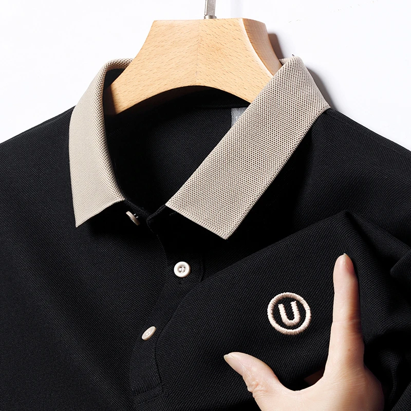 2026 Men's New Embroidered Cotton Business Leisure Short Sleeved POLO Shirt Fashion Short Sleeved Comfortable and Breathable Top