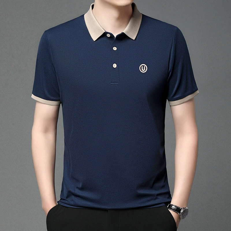 2026 Men's New Embroidered Cotton Business Leisure Short Sleeved POLO Shirt Fashion Short Sleeved Comfortable and Breathable Top