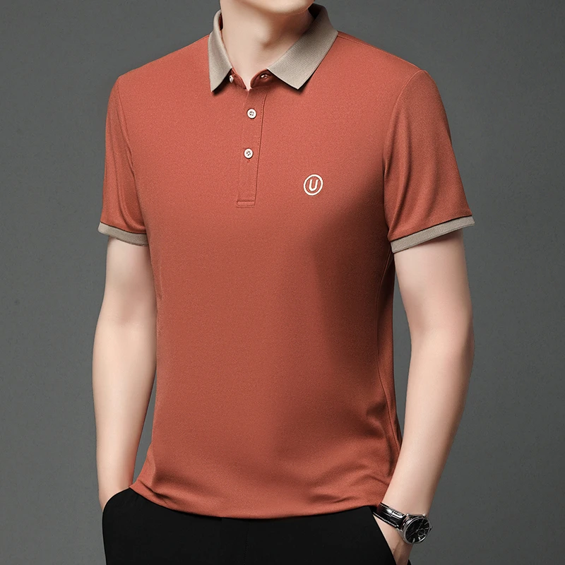 2026 Men's New Embroidered Cotton Business Leisure Short Sleeved POLO Shirt Fashion Short Sleeved Comfortable and Breathable Top