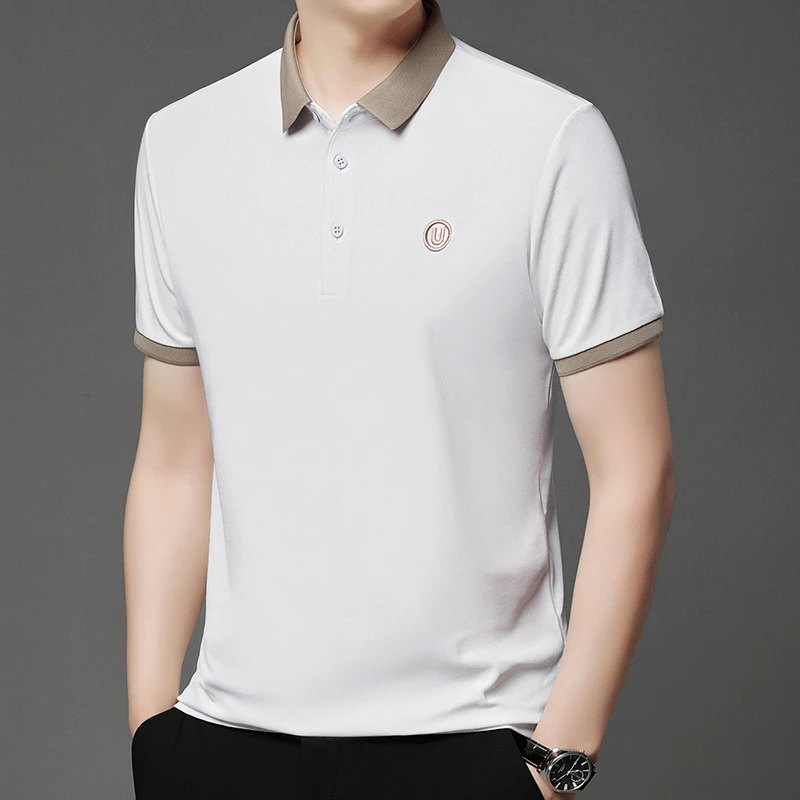 2026 Men's New Embroidered Cotton Business Leisure Short Sleeved POLO Shirt Fashion Short Sleeved Comfortable and Breathable Top