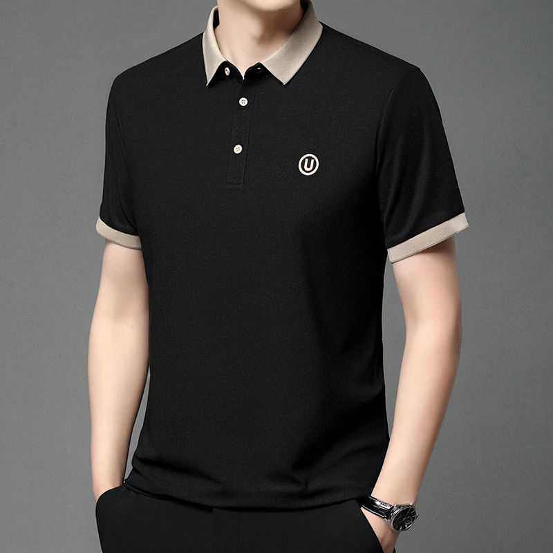 2026 Men's New Embroidered Cotton Business Leisure Short Sleeved POLO Shirt Fashion Short Sleeved Comfortable and Breathable Top