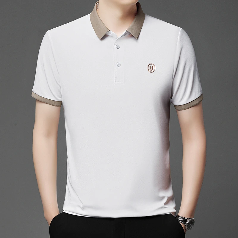 2026 Men's New Embroidered Cotton Business Leisure Short Sleeved POLO Shirt Fashion Short Sleeved Comfortable and Breathable Top