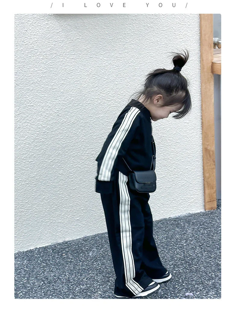 Girls Fashion Casual Sets Children Spring Autumn Sports Suits Kids Long-sleeved Jacket+Pants 2Pcs Outfits New Trend Clothes