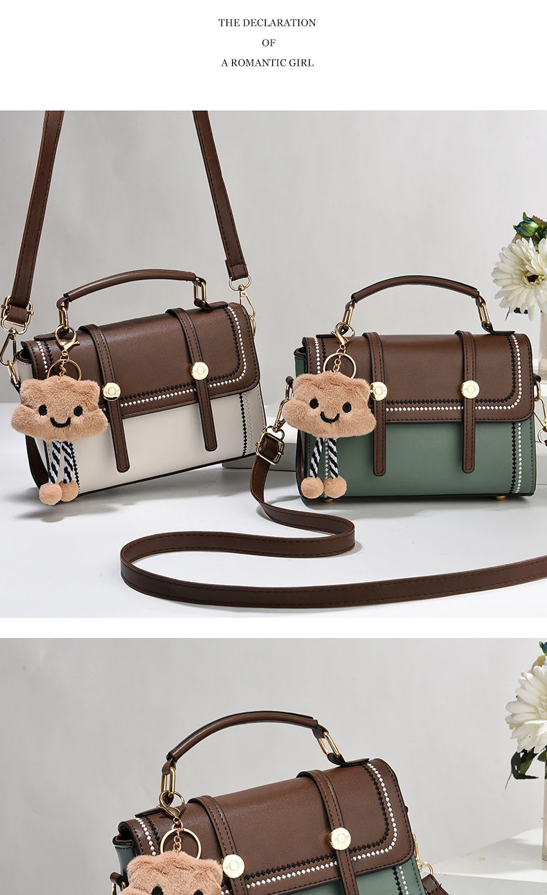 Simple fashion color contrast trend women's handbag, the temperament of all the college style single shoulder crossbody bag, plu