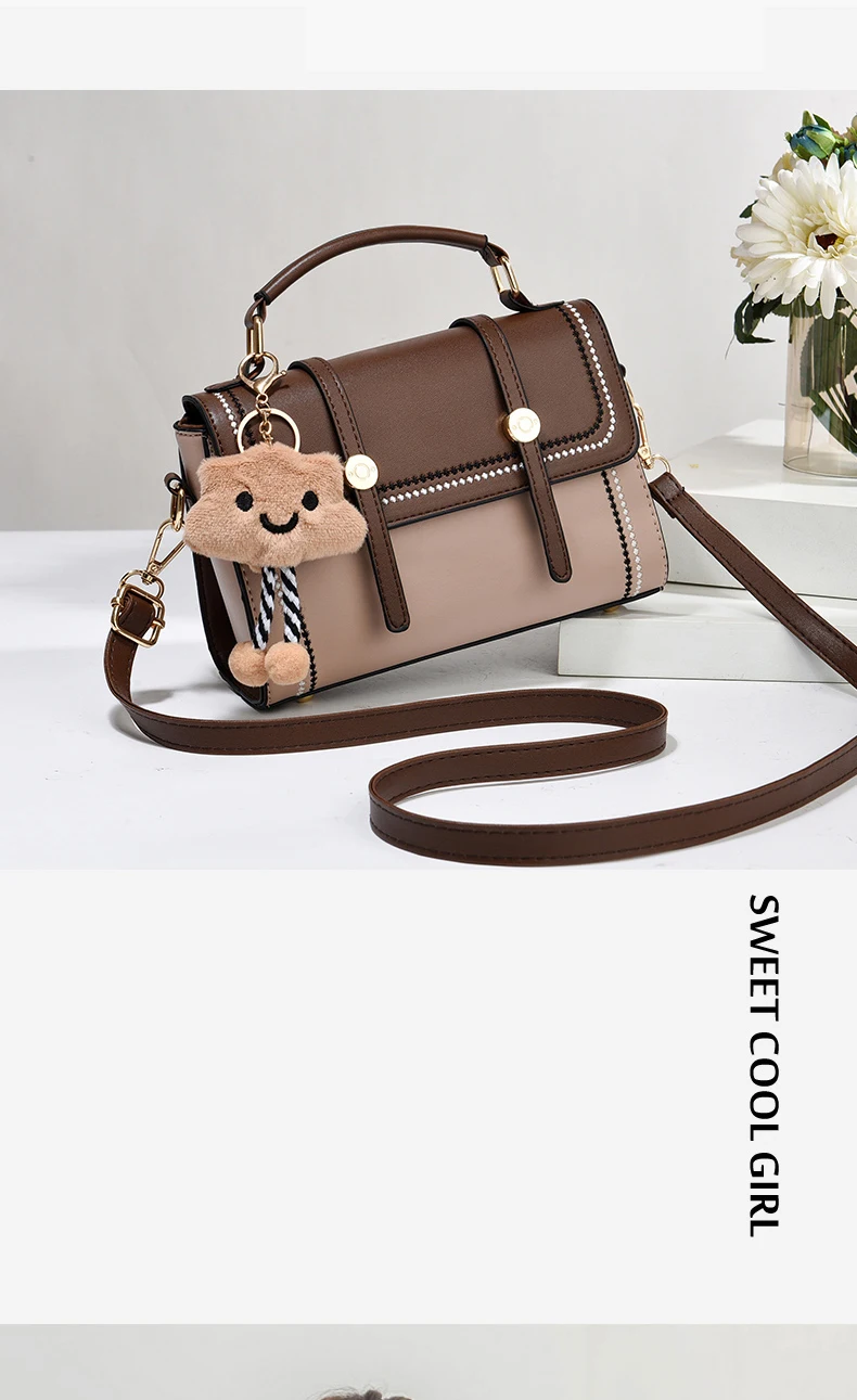 Simple fashion color contrast trend women's handbag, the temperament of all the college style single shoulder crossbody bag, plu