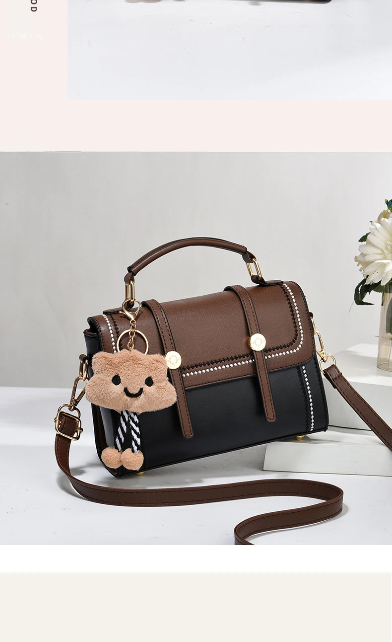 Simple fashion color contrast trend women's handbag, the temperament of all the college style single shoulder crossbody bag, plu