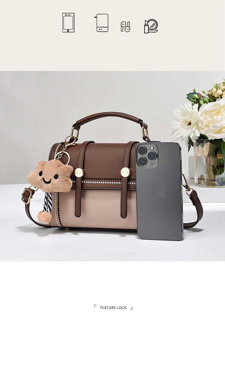 Simple fashion color contrast trend women's handbag, the temperament of all the college style single shoulder crossbody bag, plu