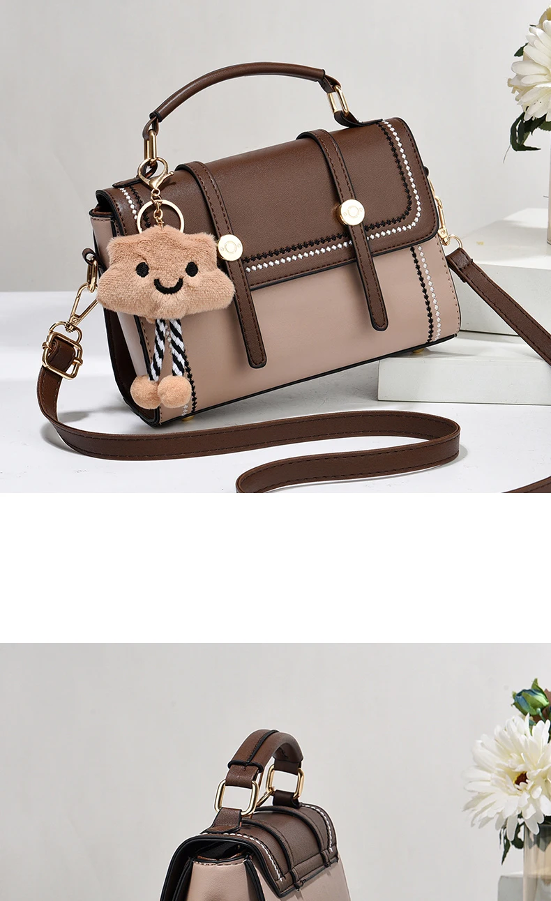 Simple fashion color contrast trend women's handbag, the temperament of all the college style single shoulder crossbody bag, plu