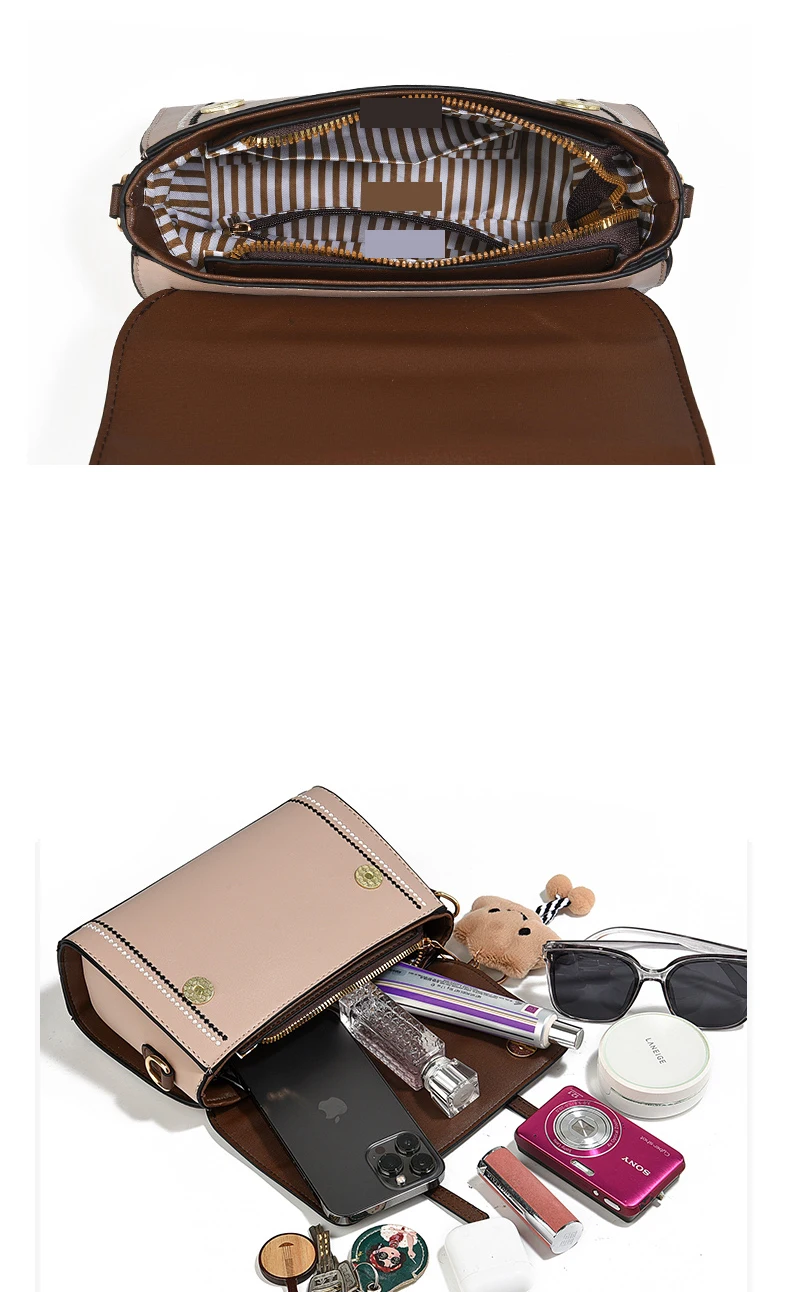 Simple fashion color contrast trend women's handbag, the temperament of all the college style single shoulder crossbody bag, plu