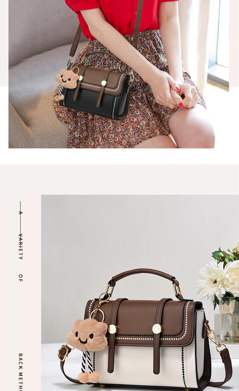 Simple fashion color contrast trend women's handbag, the temperament of all the college style single shoulder crossbody bag, plu
