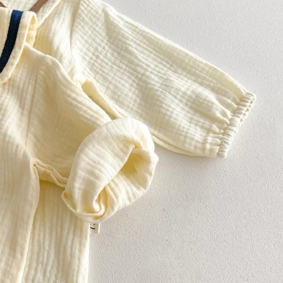 Newborn Baby Girls Boys Autumn Full Sleeve Navy Collar Top Tees Solid Bread Bottoms Infant Kids Pure Cotton Clothing Set 2pcs