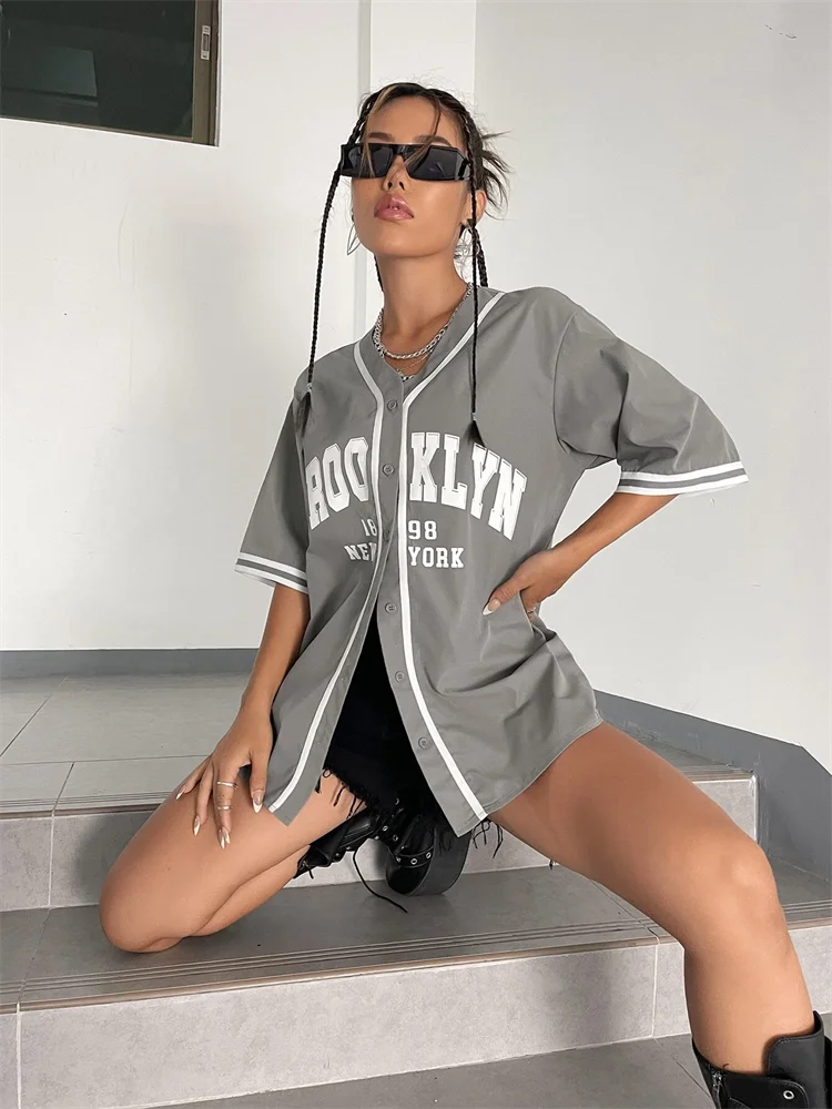 Boston 92 New York Baseball Tshirt Women Fashion Trend Button Streetwear Sport Top Men Casual Training Tee Baseball Jersey