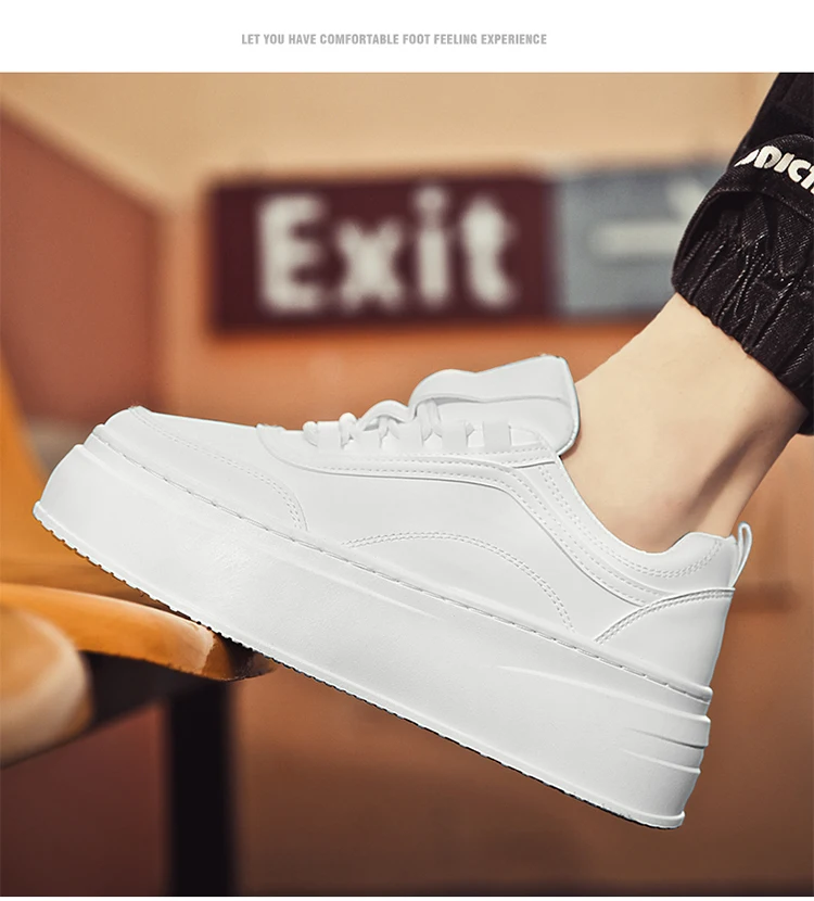 2024 Autumn New Men's Board Shoes Thick Sole Elevated Shoes Trendy Fashion Casual Shoes Student Four Seasons Little White Shoes