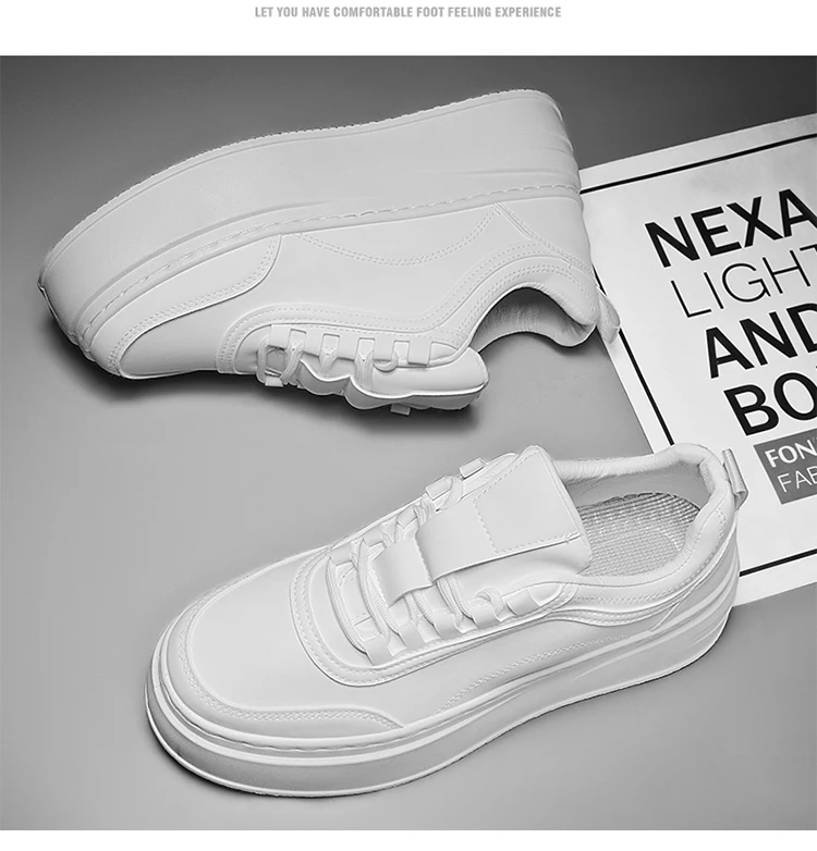 2024 Autumn New Men's Board Shoes Thick Sole Elevated Shoes Trendy Fashion Casual Shoes Student Four Seasons Little White Shoes