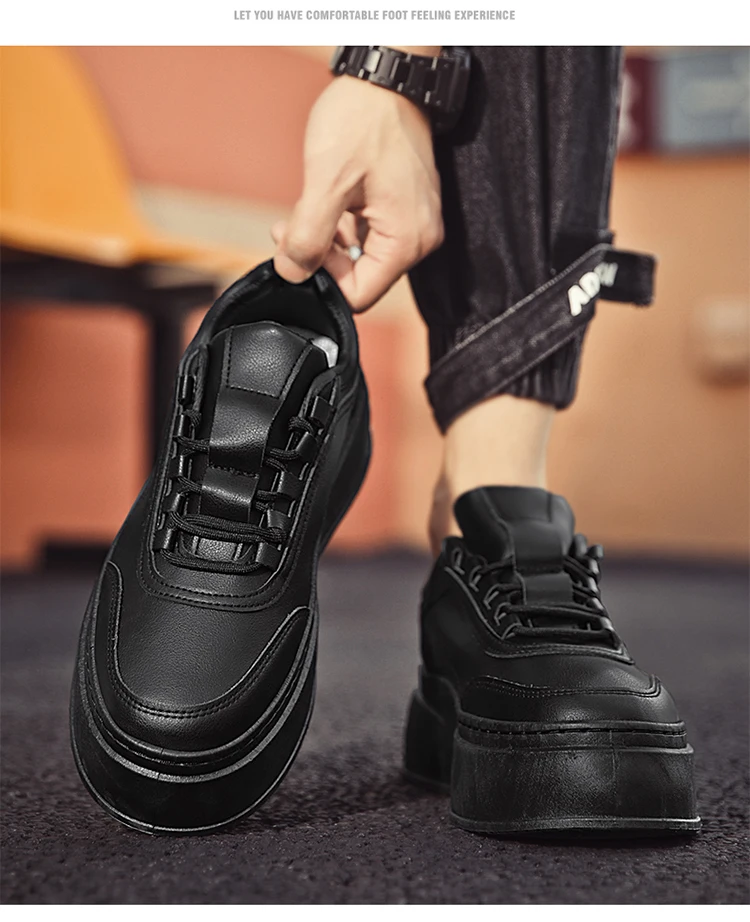 2024 Autumn New Men's Board Shoes Thick Sole Elevated Shoes Trendy Fashion Casual Shoes Student Four Seasons Little White Shoes