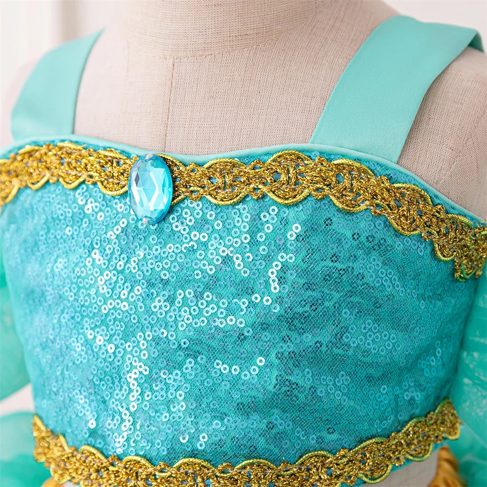 Baby Girls Snow White Princess Gown Toddler Frozen Exotic Party Dress Anna Elsa Cosplay Dresses Kids Jasmin Green Costume Wear