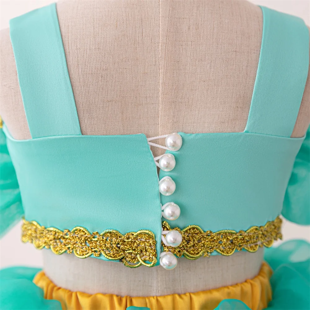 Baby Girls Snow White Princess Gown Toddler Frozen Exotic Party Dress Anna Elsa Cosplay Dresses Kids Jasmin Green Costume Wear
