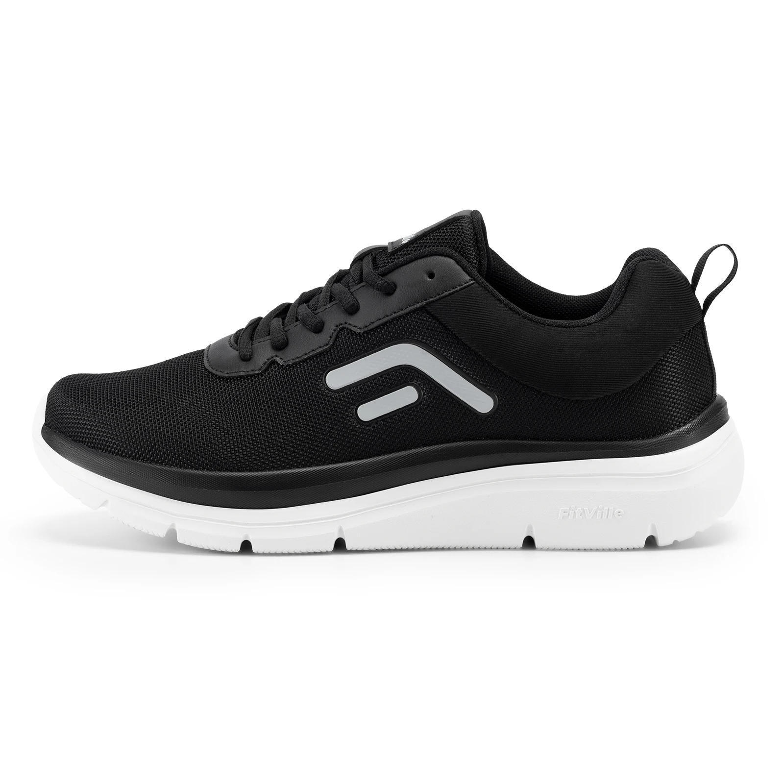FitVille Walking Shoes for Men Wide Width Thick Sole Lightweight Breathable Sneakers Shoes for Plantar Fasciitis Pain Relief