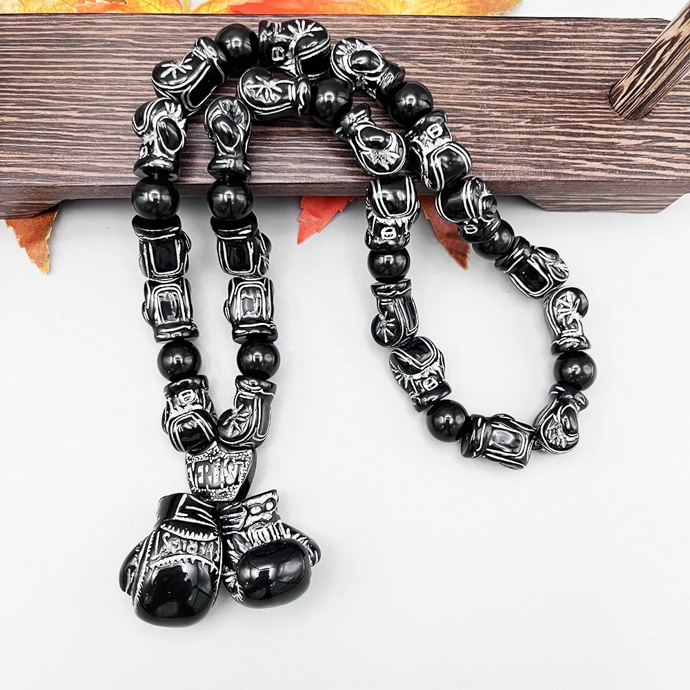 GS179 NEW Car Pendants Boxing Glove EVERLAST Style Silvery Exquisite Beads 3D Stereo Resin DIY Strength And Wisdom Ornament