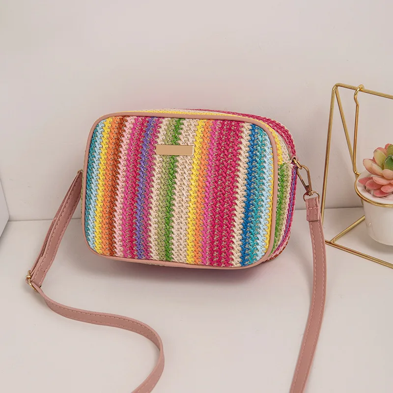 Trendy Ladies Bags, Fashionable and Artistic Weaving, Multi-color Straw Woven Bags, Ethnic Style Crossbody Bags, Women's Bags