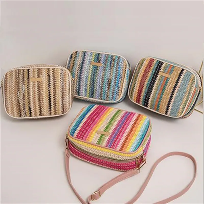 Trendy Ladies Bags, Fashionable and Artistic Weaving, Multi-color Straw Woven Bags, Ethnic Style Crossbody Bags, Women's Bags