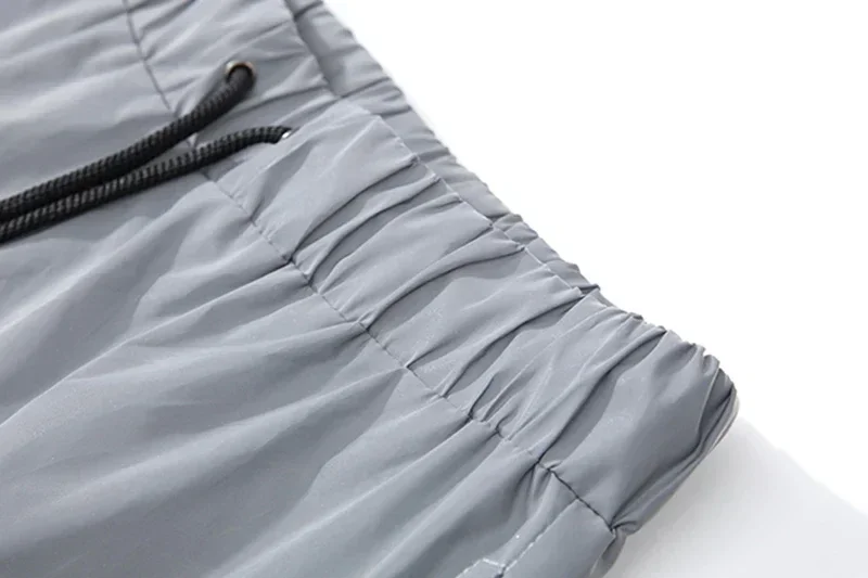 Night Reflective Casual Pants Men's Elastic Waist Fashion Skateboard Trousers Streetwear Hip Hop Harajuku Jogger Sweatpants Male