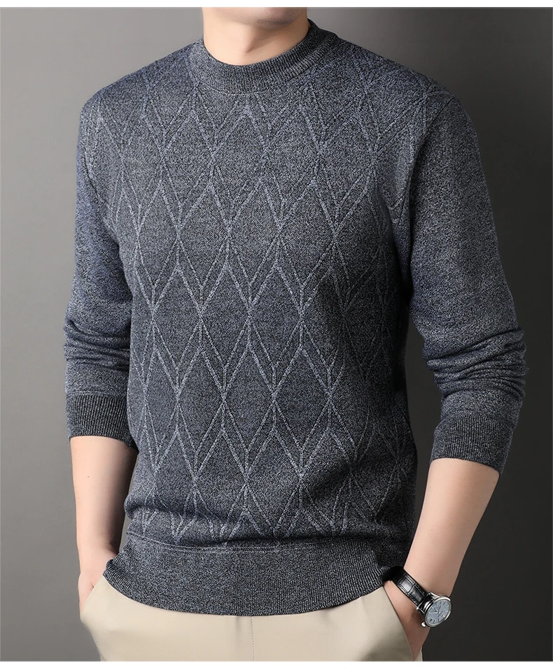 Man Pullover New 2025 Autumn Winter Solid Color Comfortable And Casual Soft Thickened Sweater With Added Velvet Sweater