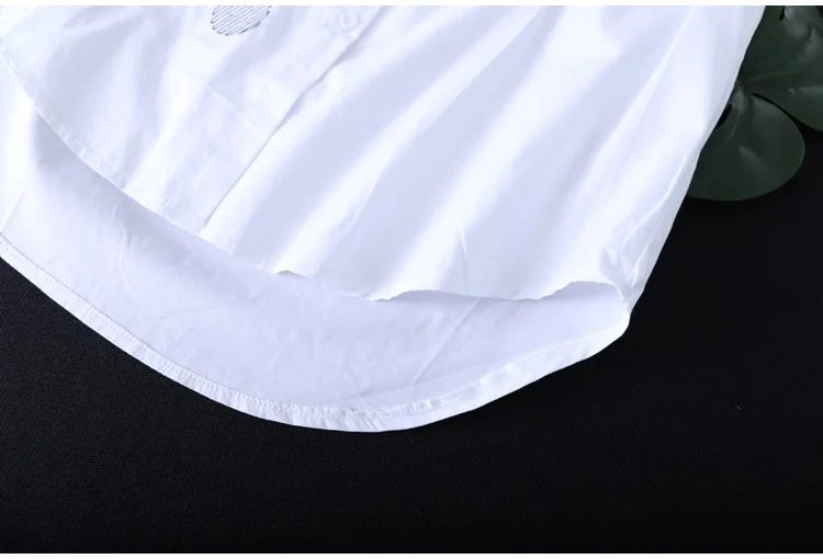 Women Embroidery Loose Long White Shirts 2024 Spring Autumn New Casual Office Lady Blouse Female Top Oversize Blouse