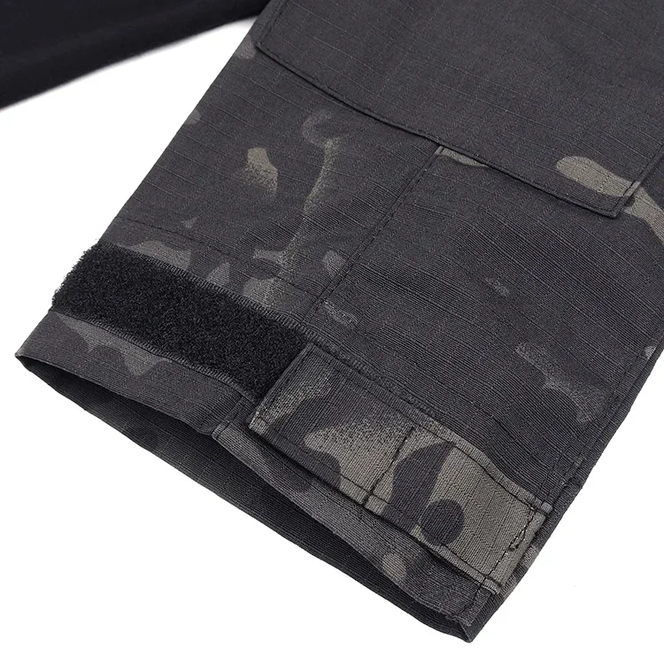 Outdoor Long Sleeve Tactical Shirts Combat Shirt 1/4 Zipper Ripstop Cotton Wear-resisting Camo Airsoft T Shirts Men Clothing
