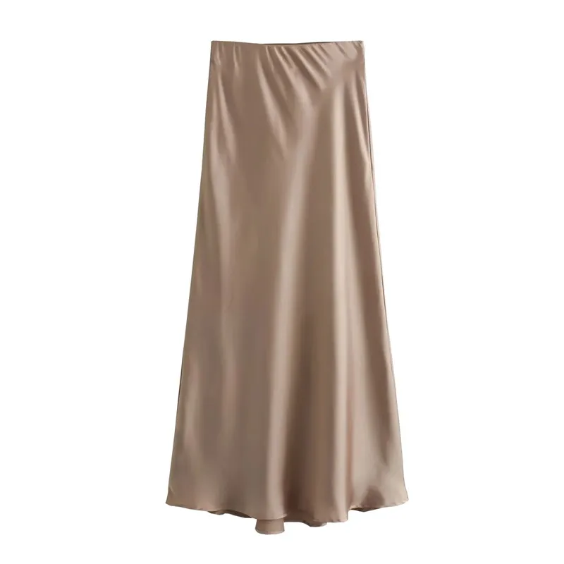 MUJER Woman 2026 Satin Skirt Women High Waist Long Skirts For Women Summer Black Midi Skirt Woman Office Elegant Women's Skirts