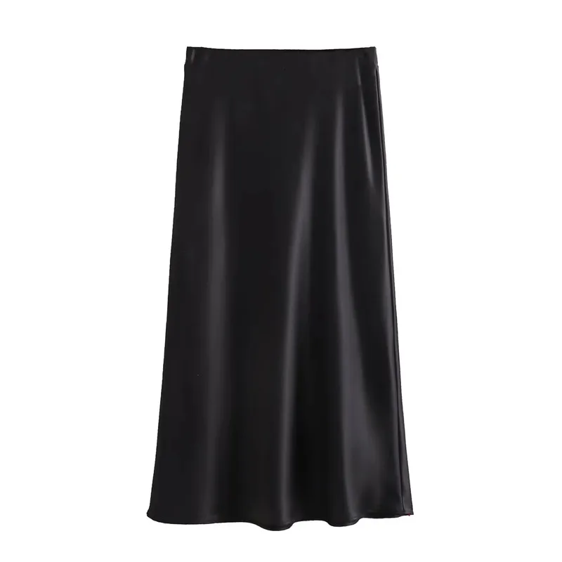 MUJER Woman 2026 Satin Skirt Women High Waist Long Skirts For Women Summer Black Midi Skirt Woman Office Elegant Women's Skirts