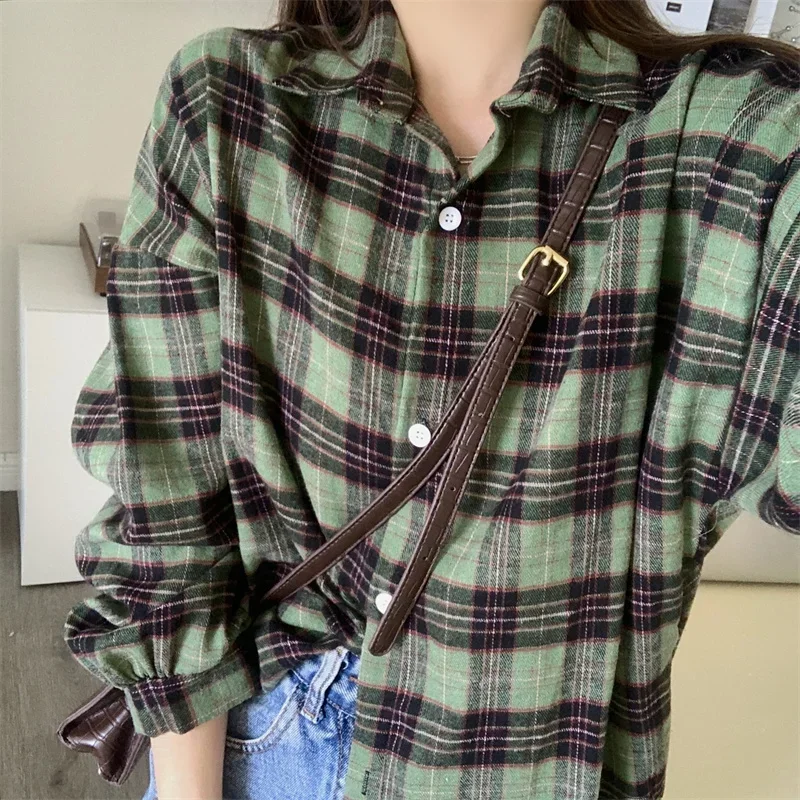 Red Plaid Shirt for Women Teen-girl Button Down Long Sleeve Collared Check Shirt Jacket Casual Fall Winter Christmas Outfit
