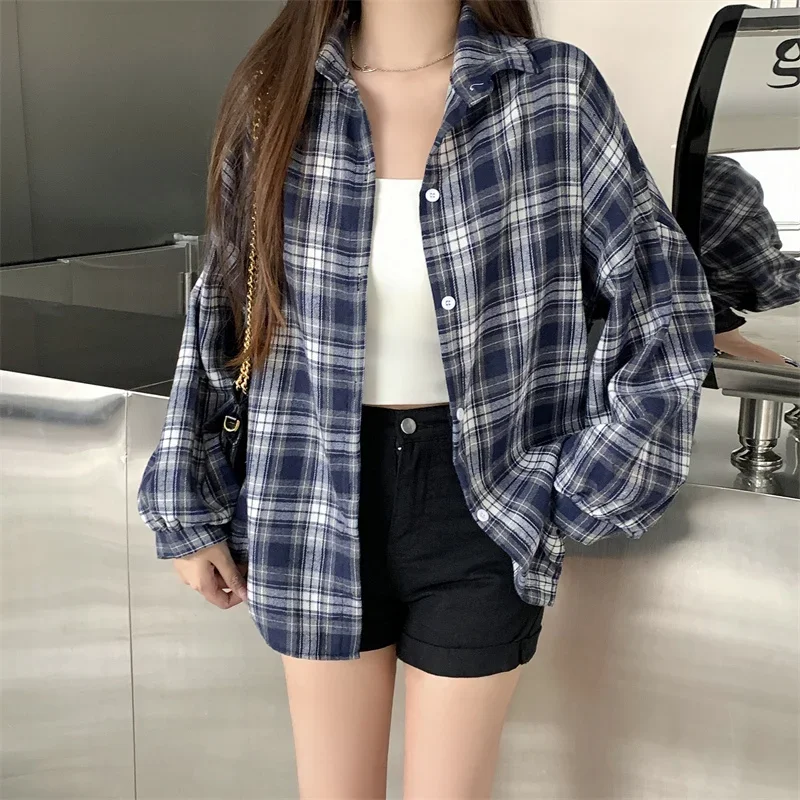 Red Plaid Shirt for Women Teen-girl Button Down Long Sleeve Collared Check Shirt Jacket Casual Fall Winter Christmas Outfit