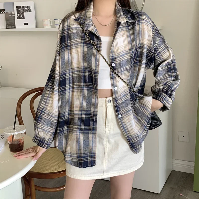 Red Plaid Shirt for Women Teen-girl Button Down Long Sleeve Collared Check Shirt Jacket Casual Fall Winter Christmas Outfit