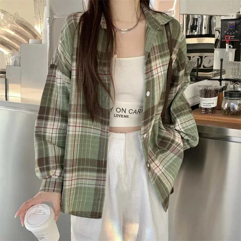 Red Plaid Shirt for Women Teen-girl Button Down Long Sleeve Collared Check Shirt Jacket Casual Fall Winter Christmas Outfit