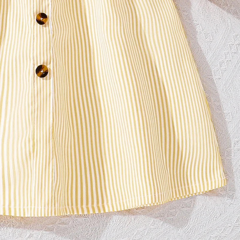4-7 Years Girl Dress Summer New Stripe Ruffled Sleeveless V-Neck Dress Cute Daily Casual Princess Dresses For Baby Girl Wear