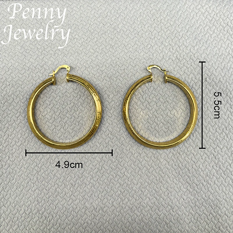 Big Round 18K Gold Plated Hoop Earrings for Women Copper Vintage Circle Earring Party Wedding Gifts Italian African Jewelry Sets