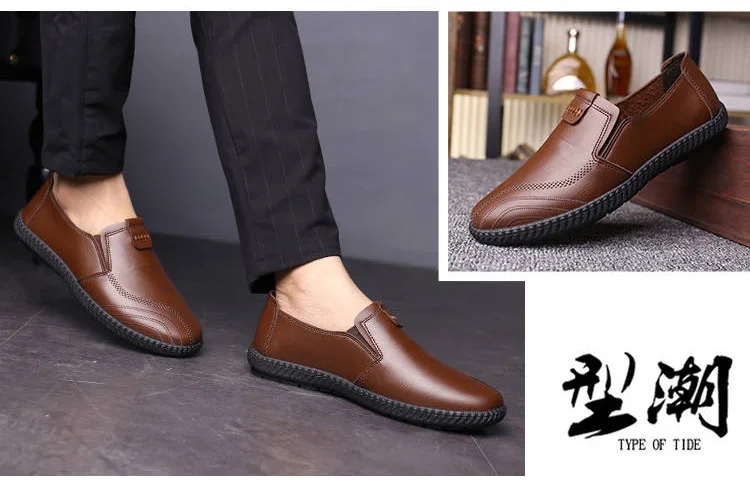 2024 Autumn Casual Men's Shoes Versatile soft leather footwear Fashion comfortable loafers male breathable new flat Zapatos