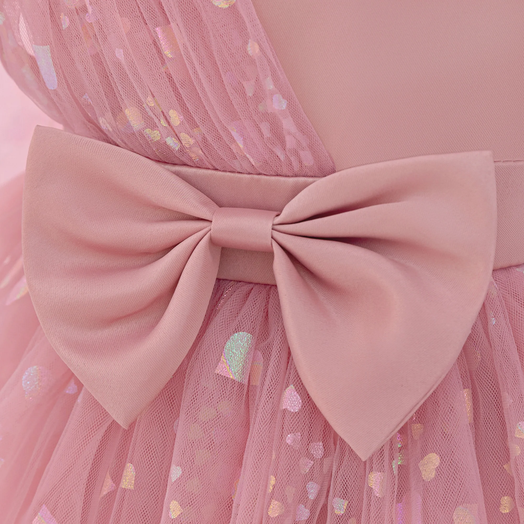Baby Girls Sequin Bow Birthday Baptism Dress Party Dresses For Toddler Kids Pink Lace Evening Gown Children Fashion Summer Wear
