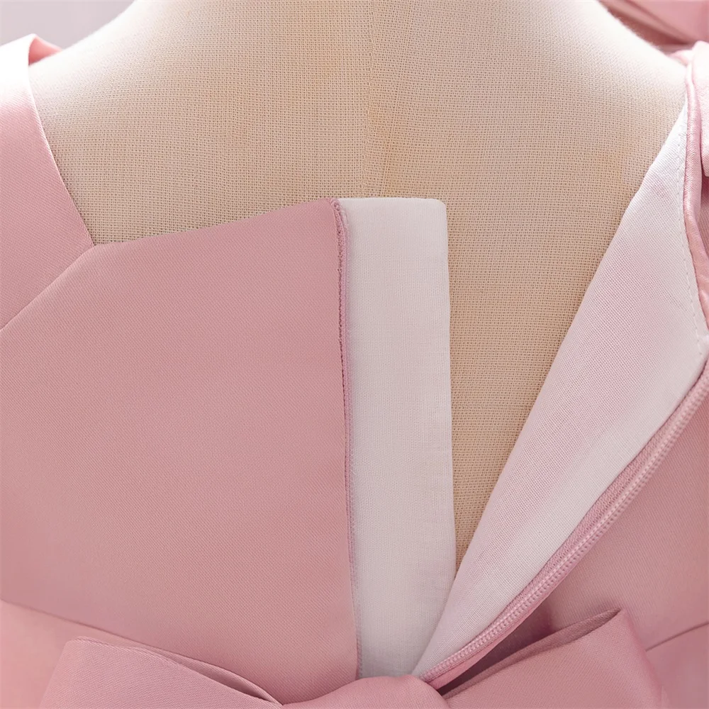Baby Girls Sequin Bow Birthday Baptism Dress Party Dresses For Toddler Kids Pink Lace Evening Gown Children Fashion Summer Wear