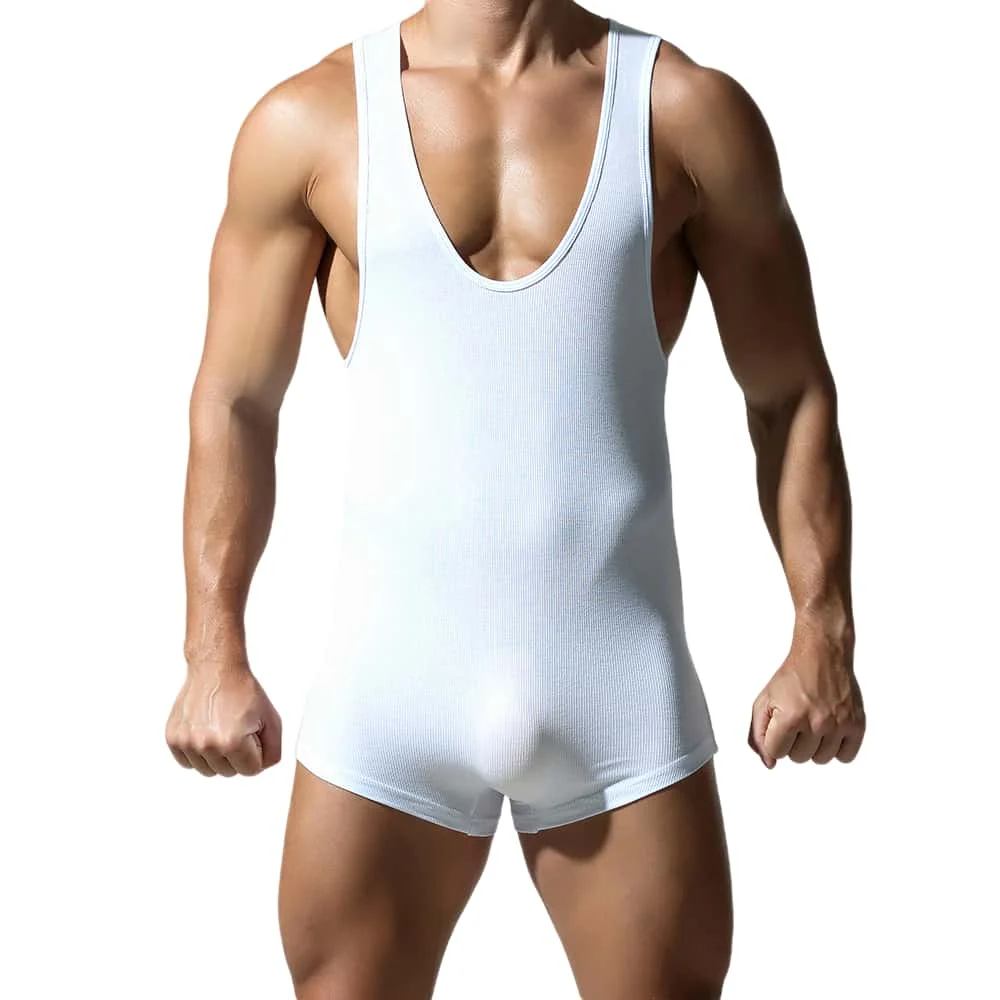 TAUWELL Men Undershirts Bodysuit Bodybuilding Fitness Jumpsuit Tank Tops Shorts Men Bodywear Wrestling Singlet Onesie Vest