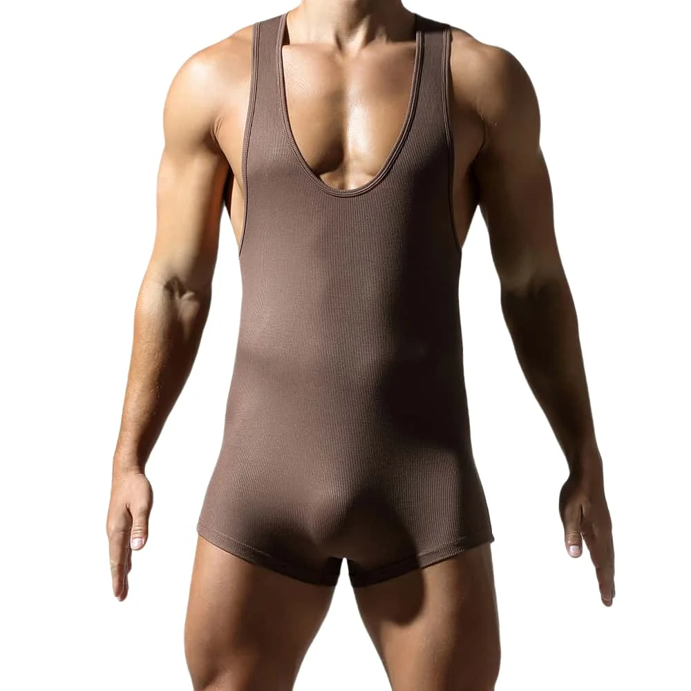 TAUWELL Men Undershirts Bodysuit Bodybuilding Fitness Jumpsuit Tank Tops Shorts Men Bodywear Wrestling Singlet Onesie Vest